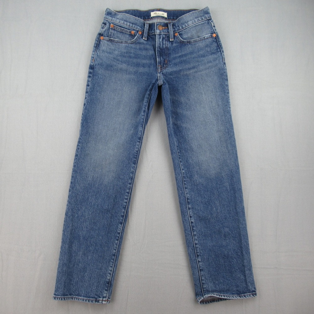 Madewell The Low-Rise Perfect Vintage Straight Jean Womens 27 Blue Denim Stretch